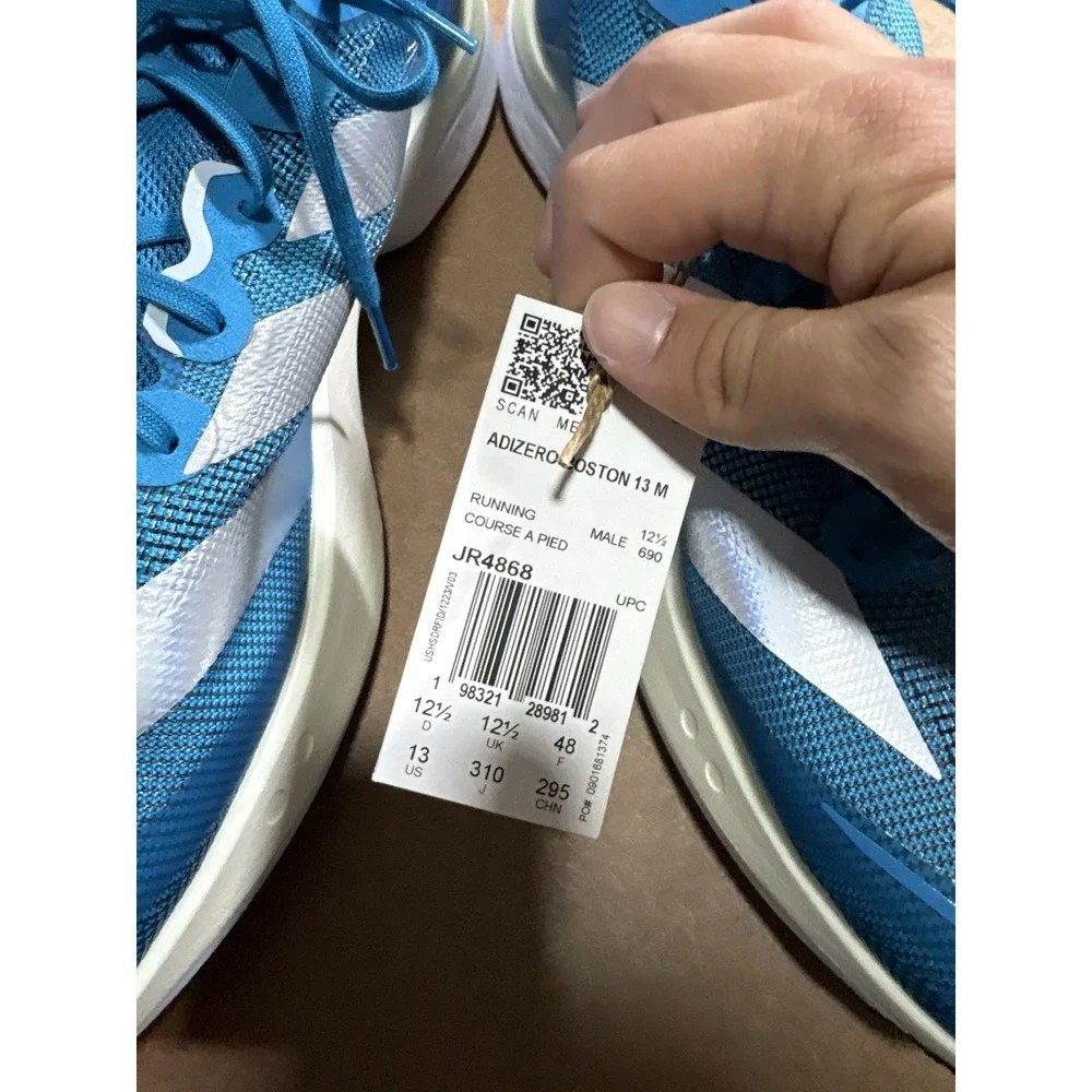 Men's Adidas Adizero Boston 13 Blue Silver Athletic Shoes JR4868 Size 13